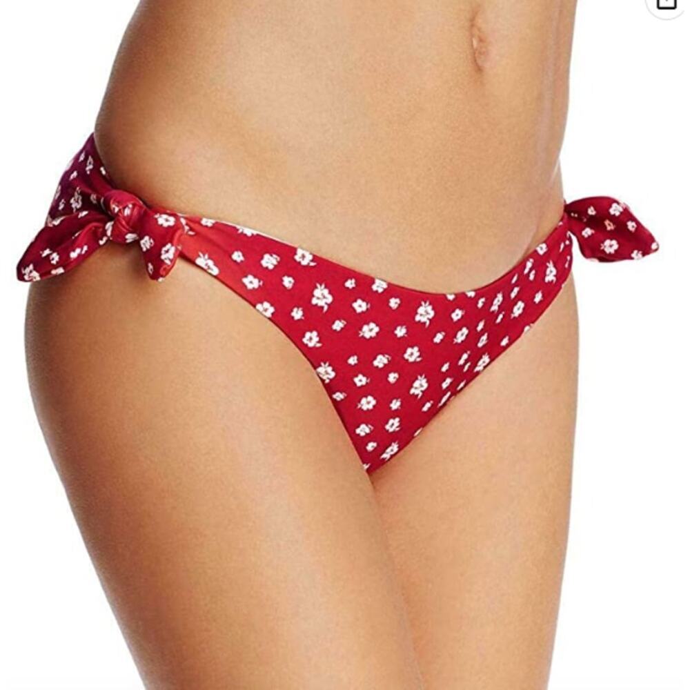 MINKPINK Womens Floral Hipster Swim Bottom Side Tie Red Large NWT